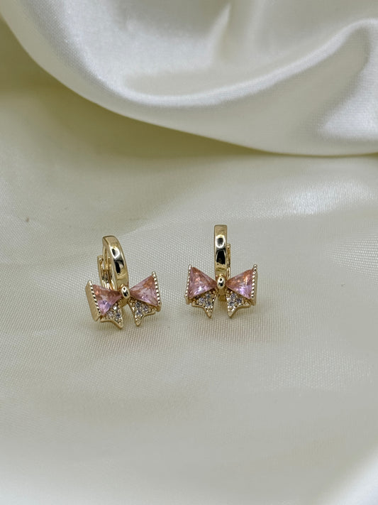 Pink Bow Hoop Earrings