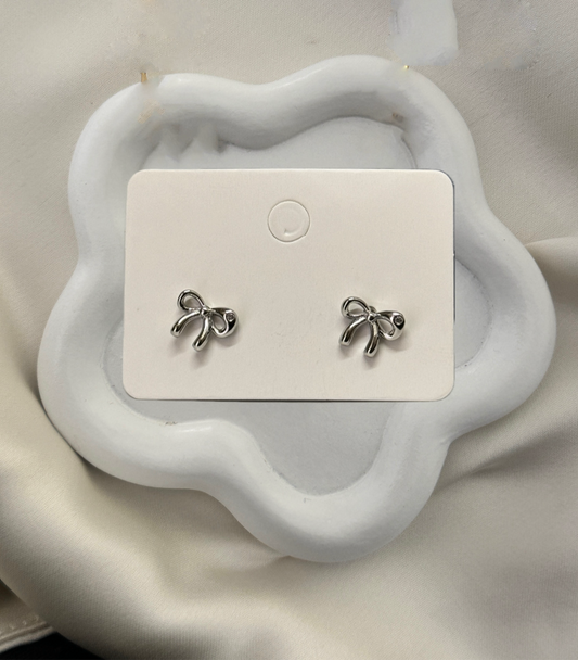 Silver Bow Earrings